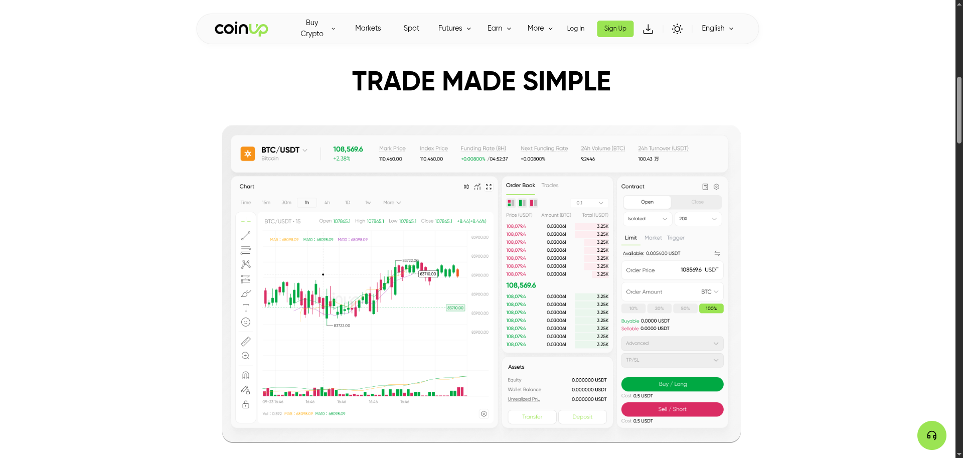 CoinUp trading overview