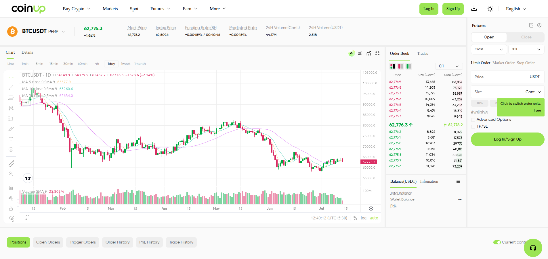 CoinUp futures trading