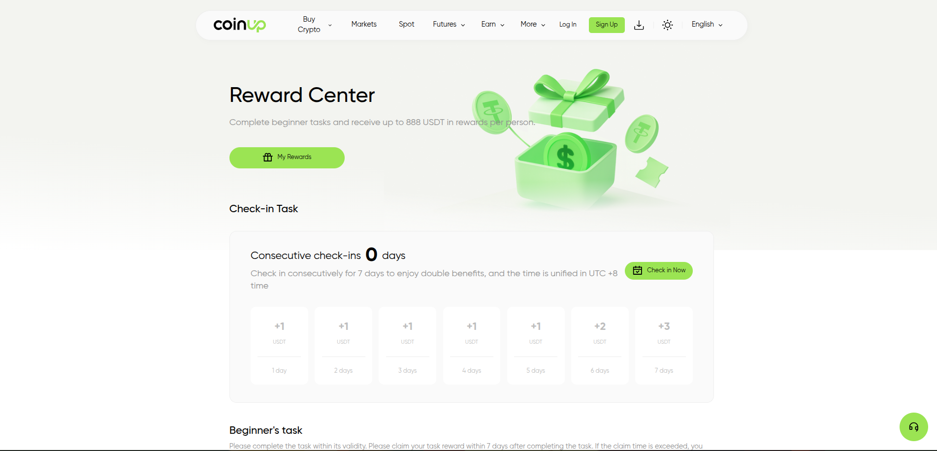 CoinUp rewards center