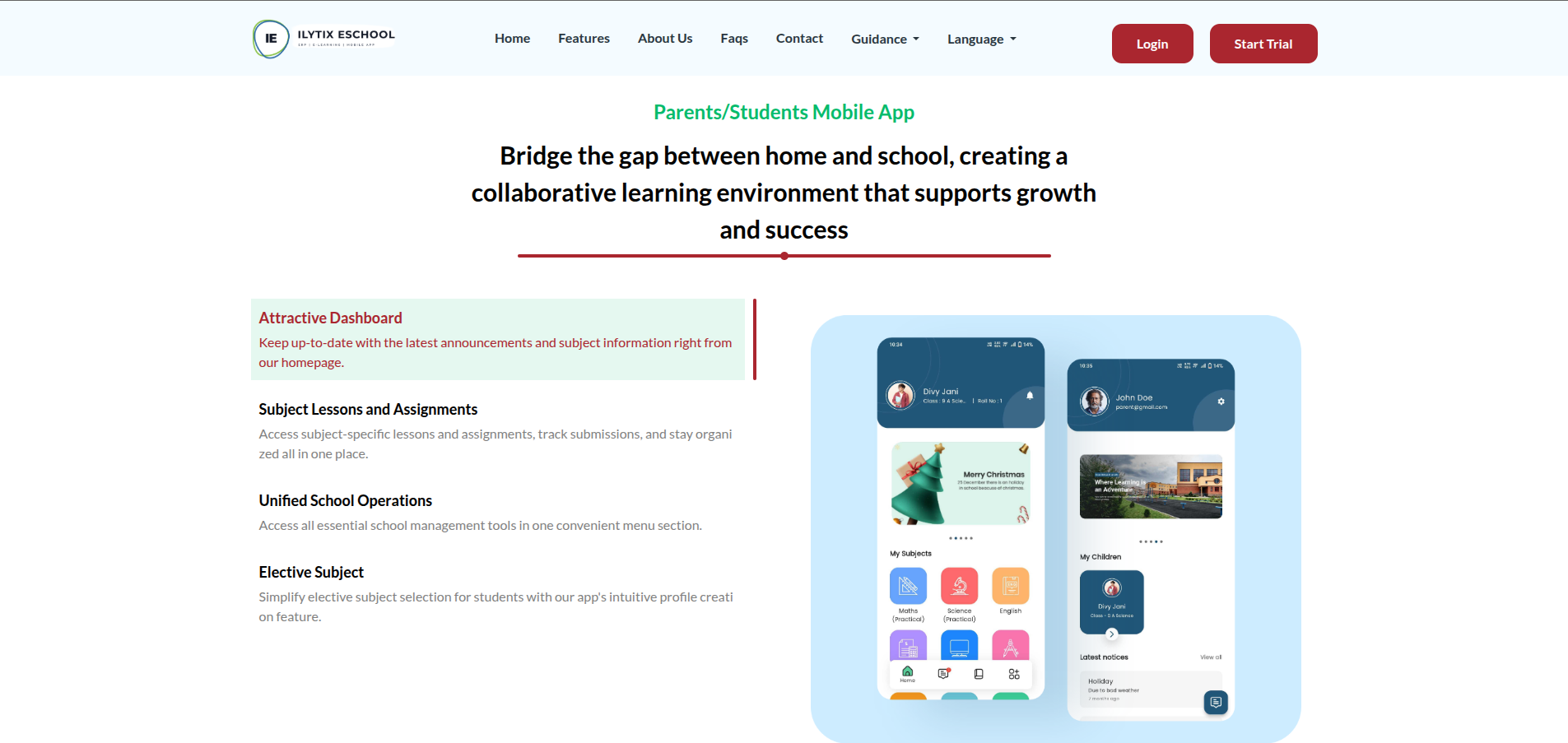 iLytix eSchool feature screen one