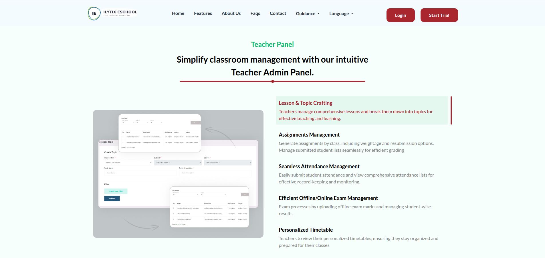 iLytix eSchool feature screen two