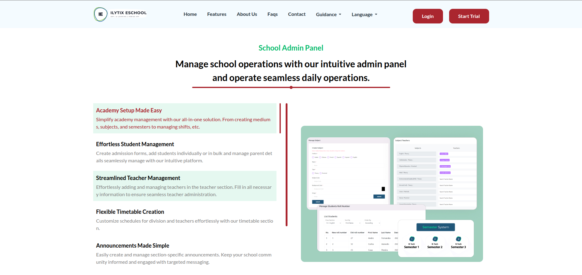 iLytix eSchool management screen