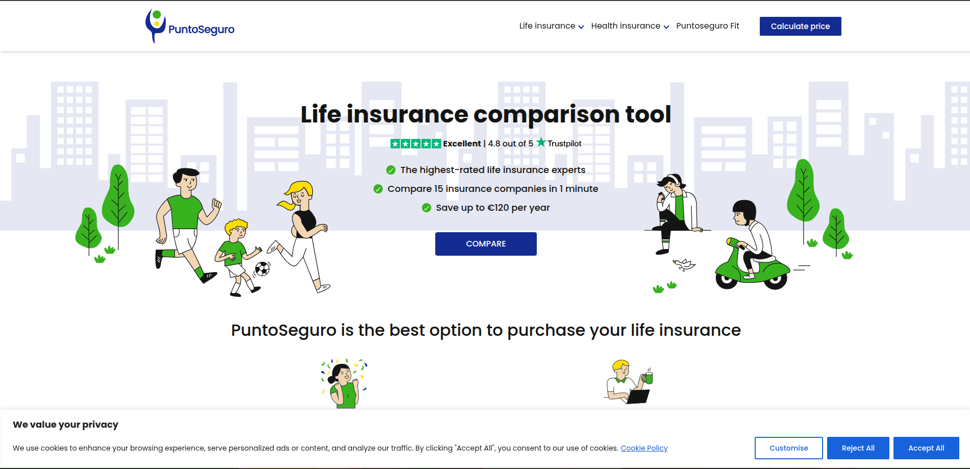 PuntoSeguro insurance platform homepage
