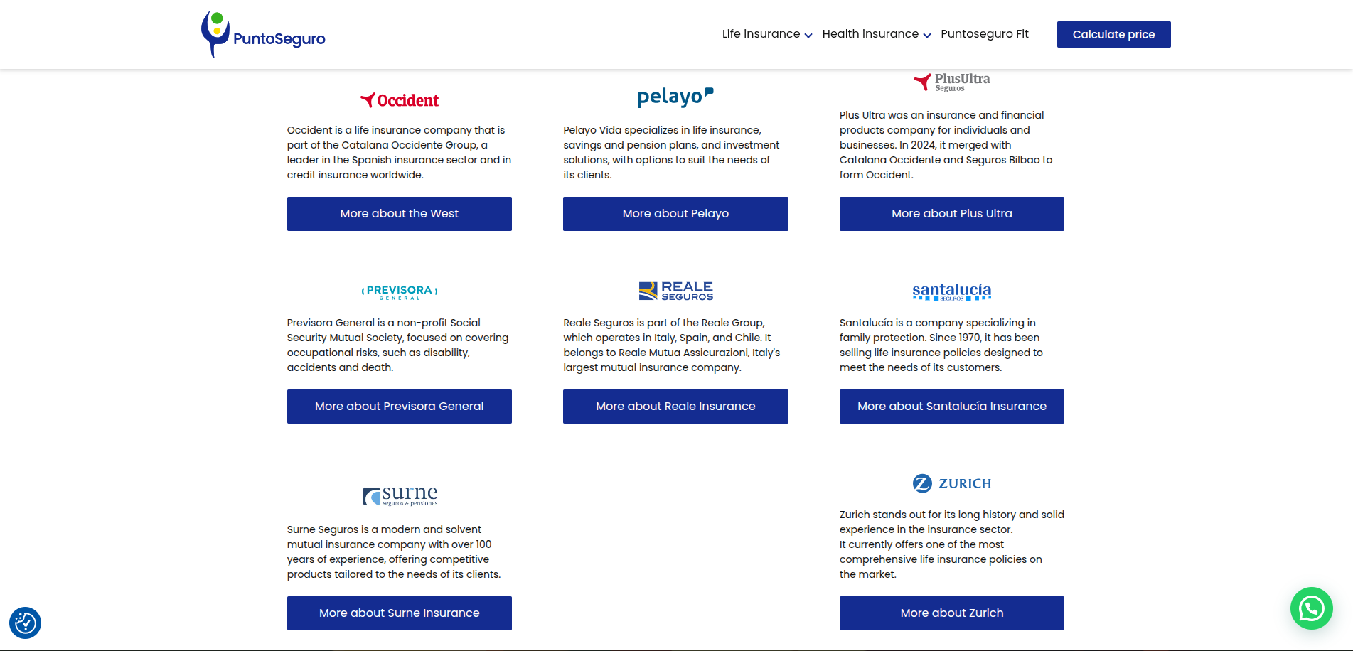 PuntoSeguro insurance providers screen